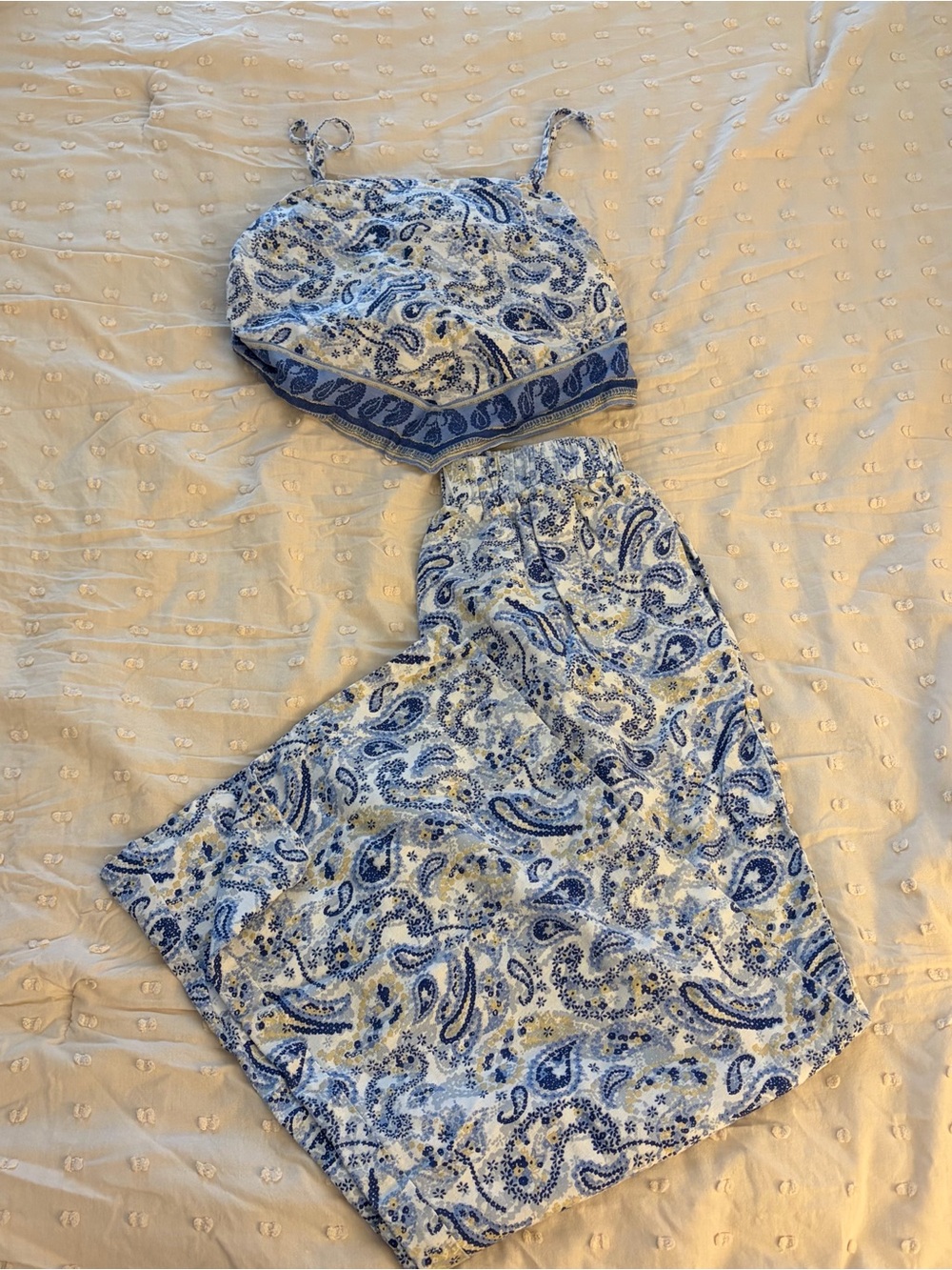Midnight Sky Paisley Two-Piece Set in Blue & Cream